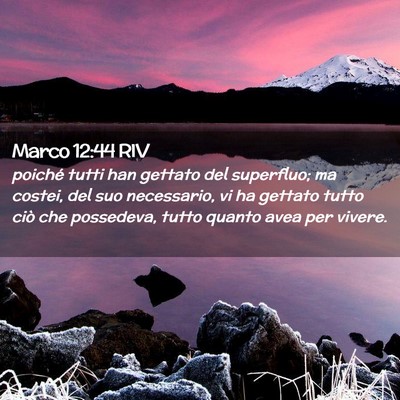 Picture 02 - Marco 12:44 RIV - poiché tutti han gettato del superfluo; ma - Bible Verse Picture