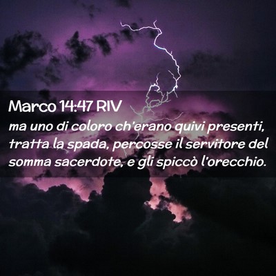 Picture 02 - Marco 14:47 RIV - ma uno di coloro ch’erano quivi presenti, - Bible Verse Picture