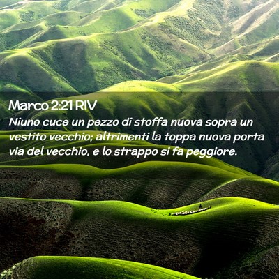 Picture 02 - Marco 2:21 RIV - Niuno cuce un pezzo di stoffa nuova sopra un - Bible Verse Picture