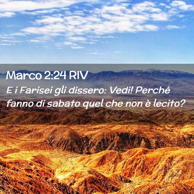 Picture 02 - Marco 2:24 RIV - E i Farisei gli dissero: Vedi! Perché fanno di - Bible Verse Picture