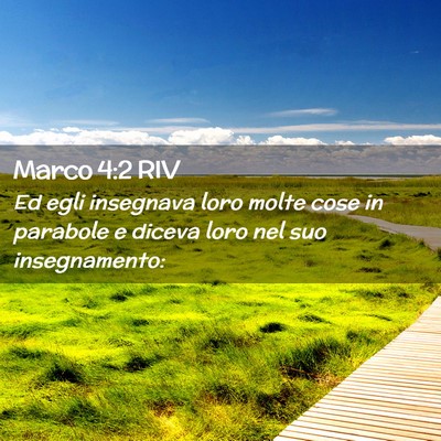 Picture 02 - Marco 4:2 RIV - Ed egli insegnava loro molte cose in parabole e - Bible Verse Picture