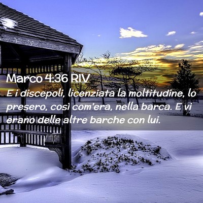 Picture 02 - Marco 4:36 RIV - E i discepoli, licenziata la moltitudine, lo - Bible Verse Picture
