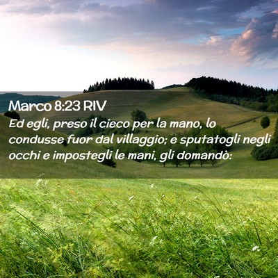 Picture 02 - Marco 8:23 RIV - Ed egli, preso il cieco per la mano, lo condusse - Bible Verse Picture