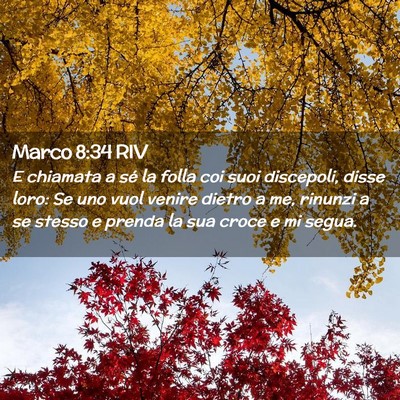 Picture 02 - Marco 8:34 RIV - E chiamata a sé la folla coi suoi discepoli, - Bible Verse Picture