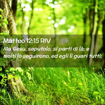 Picture 02 - Matteo 12:15 RIV - Ma Gesù, saputolo, si partì di là; e molti lo - Bible Verse Picture