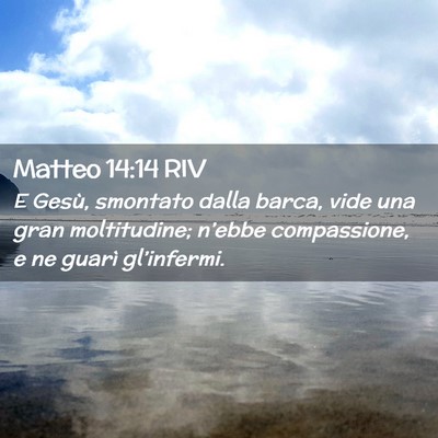 Picture 02 - Matteo 14:14 RIV - E Gesù, smontato dalla barca, vide una gran - Bible Verse Picture