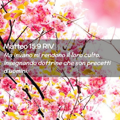Picture 02 - Matteo 15:9 RIV - Ma invano mi rendono il loro culto, insegnando - Bible Verse Picture