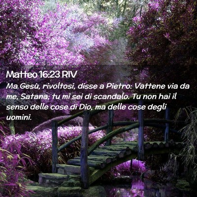 Picture 02 - Matteo 16:23 RIV - Ma Gesù, rivoltosi, disse a Pietro: Vattene via - Bible Verse Picture