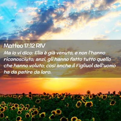 Picture 02 - Matteo 17:12 RIV - Ma io vi dico: Elia è già venuto, e non - Bible Verse Picture
