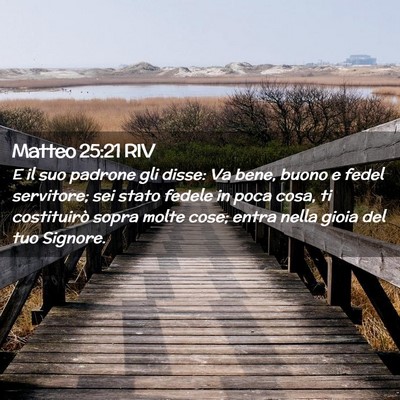 Picture 02 - Matteo 25:21 RIV - E il suo padrone gli disse: Va bene, buono e - Bible Verse Picture