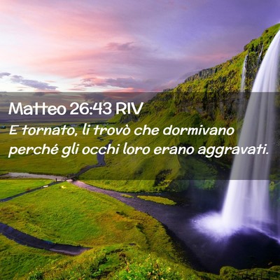 Picture 02 - Matteo 26:43 RIV - E tornato, li trovò che dormivano perché gli - Bible Verse Picture