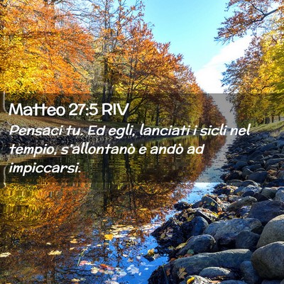 Picture 02 - Matteo 27:5 RIV - Pensaci tu. Ed egli, lanciati i sicli nel tempio, - Bible Verse Picture