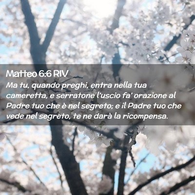Picture 02 - Matteo 6:6 RIV - Ma tu, quando preghi, entra nella tua cameretta, - Bible Verse Picture