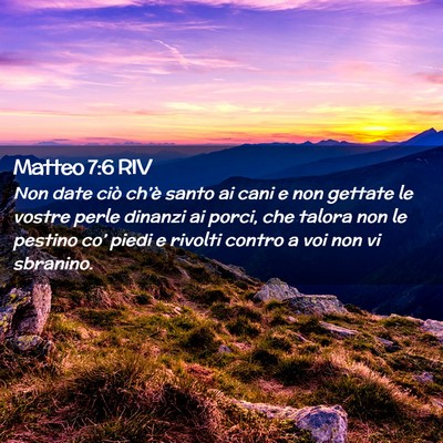 Picture 02 - Matteo 7:6 RIV - Non date ciò ch’è santo ai cani e non gettate - Bible Verse Picture