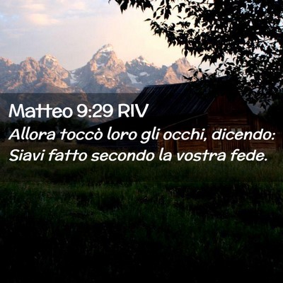 Picture 02 - Matteo 9:29 RIV - Allora toccò loro gli occhi, dicendo: Siavi - Bible Verse Picture