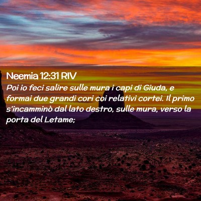 Picture 02 - Neemia 12:31 RIV - Poi io feci salire sulle mura i capi di Giuda, e - Bible Verse Picture