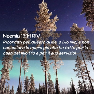 Picture 02 - Neemia 13:14 RIV - Ricordati per questo di me, o Dio mio, e non - Bible Verse Picture