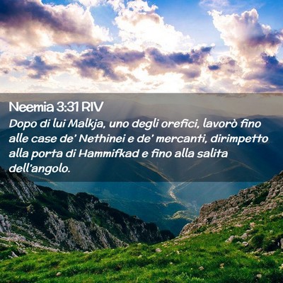Picture 02 - Neemia 3:31 RIV - Dopo di lui Malkja, uno degli orefici, lavorò - Bible Verse Picture