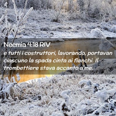 Picture 02 - Neemia 4:18 RIV - e tutti i costruttori, lavorando, portavan - Bible Verse Picture