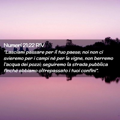 Picture 02 - Numeri 21:22 RIV - “Lasciami passare per il tuo paese; noi non ci - Bible Verse Picture