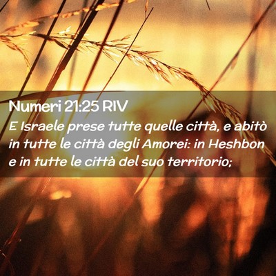 Picture 02 - Numeri 21:25 RIV - E Israele prese tutte quelle città, e abitò in - Bible Verse Picture