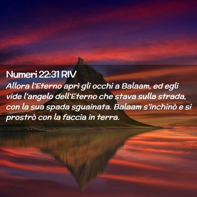 Picture 02 - Numeri 22:31 RIV - Allora l’Eterno aprì gli occhi a Balaam, ed - Bible Verse Picture