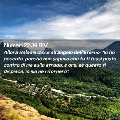 Picture 02 - Numeri 22:34 RIV - Allora Balaam disse all’angelo dell’Eterno: - Bible Verse Picture