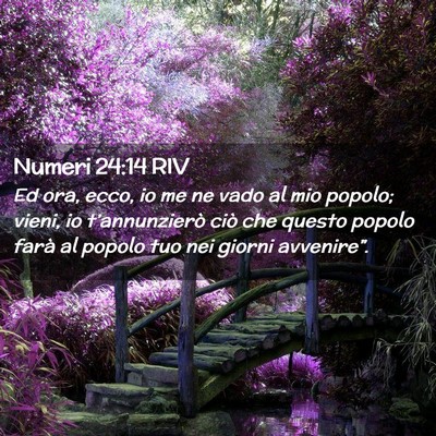 Picture 02 - Numeri 24:14 RIV - Ed ora, ecco, io me ne vado al mio popolo; vieni, - Bible Verse Picture