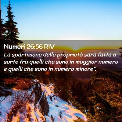 Picture 02 - Numeri 26:56 RIV - La spartizione delle proprietà sarà fatta a - Bible Verse Picture