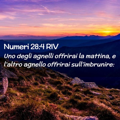 Picture 02 - Numeri 28:4 RIV - Uno degli agnelli offrirai la mattina, e - Bible Verse Picture