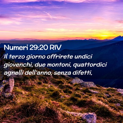 Picture 02 - Numeri 29:20 RIV - Il terzo giorno offrirete undici giovenchi, due - Bible Verse Picture