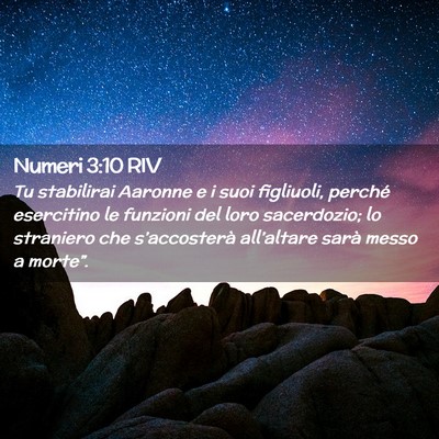 Picture 02 - Numeri 3:10 RIV - Tu stabilirai Aaronne e i suoi figliuoli, perché - Bible Verse Picture