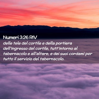 Picture 02 - Numeri 3:26 RIV - delle tele del cortile e della portiera - Bible Verse Picture