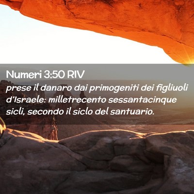 Picture 02 - Numeri 3:50 RIV - prese il danaro dai primogeniti dei figliuoli - Bible Verse Picture