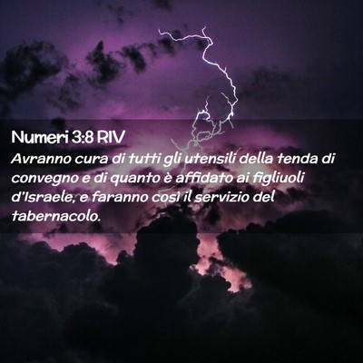 Picture 02 - Numeri 3:8 RIV - Avranno cura di tutti gli utensili della tenda di - Bible Verse Picture