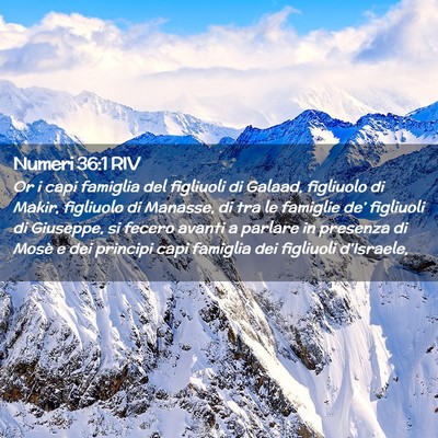 Picture 02 - Numeri 36:1 RIV - Or i capi famiglia del figliuoli di Galaad, - Bible Verse Picture