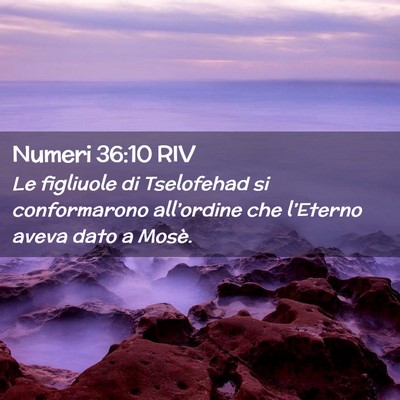 Picture 02 - Numeri 36:10 RIV - Le figliuole di Tselofehad si conformarono - Bible Verse Picture