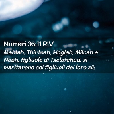 Picture 02 - Numeri 36:11 RIV - Mahlah, Thirtsah, Hoglah, Milcah e Noah, - Bible Verse Picture