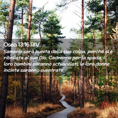 Picture 02 - Osea 13:16 RIV - Samaria sarà punita della sua colpa, perché si - Bible Verse Picture
