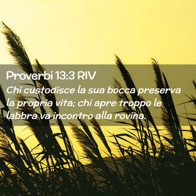 Picture 02 - Proverbi 13:3 RIV - Chi custodisce la sua bocca preserva la propria - Bible Verse Picture