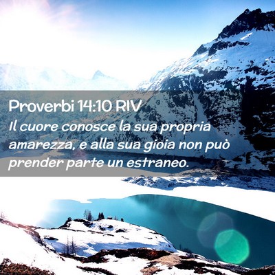 Picture 02 - Proverbi 14:10 RIV - Il cuore conosce la sua propria amarezza, e alla - Bible Verse Picture