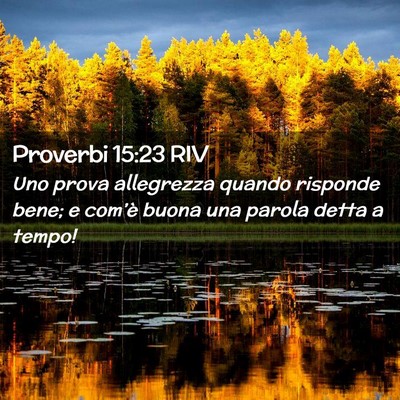 Picture 02 - Proverbi 15:23 RIV - Uno prova allegrezza quando risponde bene; e - Bible Verse Picture