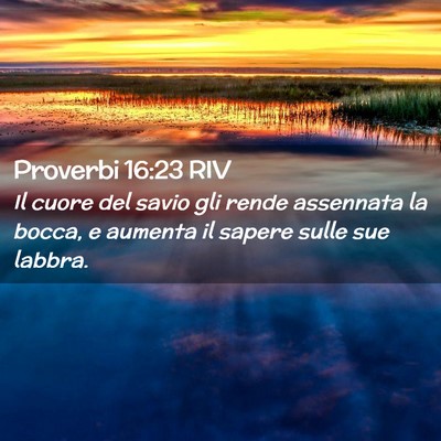 Picture 02 - Proverbi 16:23 RIV - Il cuore del savio gli rende assennata la bocca, - Bible Verse Picture
