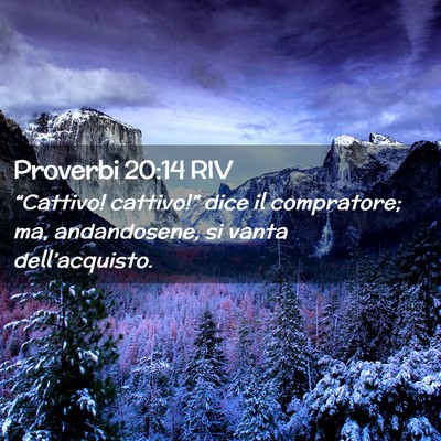 Picture 02 - Proverbi 20:14 RIV - “Cattivo! cattivo!” dice il compratore; ma, - Bible Verse Picture