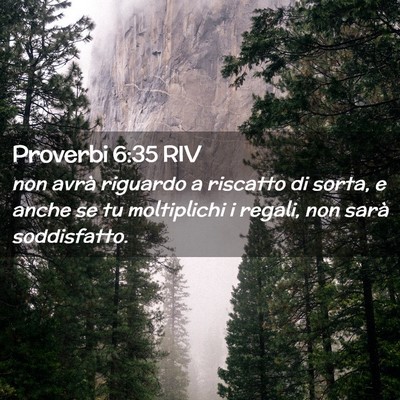 Picture 02 - Proverbi 6:35 RIV - non avrà riguardo a riscatto di sorta, e anche - Bible Verse Picture