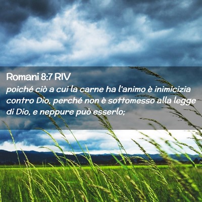 Picture 02 - Romani 8:7 RIV - poiché ciò a cui la carne ha l’animo è - Bible Verse Picture