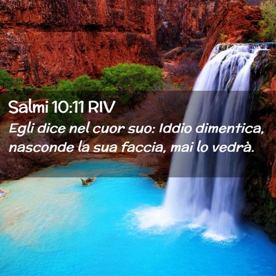 Picture 02 - Salmi 10:11 RIV - Egli dice nel cuor suo: Iddio dimentica, nasconde - Bible Verse Picture