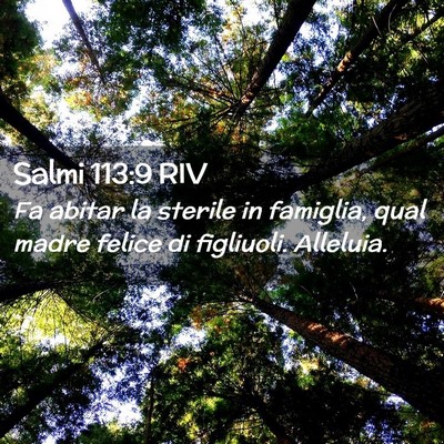 Picture 02 - Salmi 113:9 RIV - Fa abitar la sterile in famiglia, qual madre - Bible Verse Picture