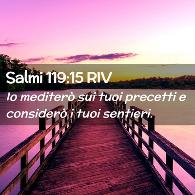 Picture 02 - Salmi 119:15 RIV - Io mediterò sui tuoi precetti e considerò i - Bible Verse Picture