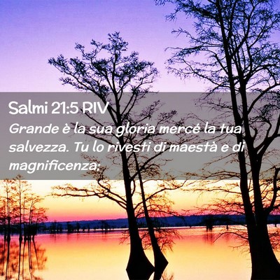 Picture 02 - Salmi 21:5 RIV - Grande è la sua gloria mercé la tua salvezza. - Bible Verse Picture